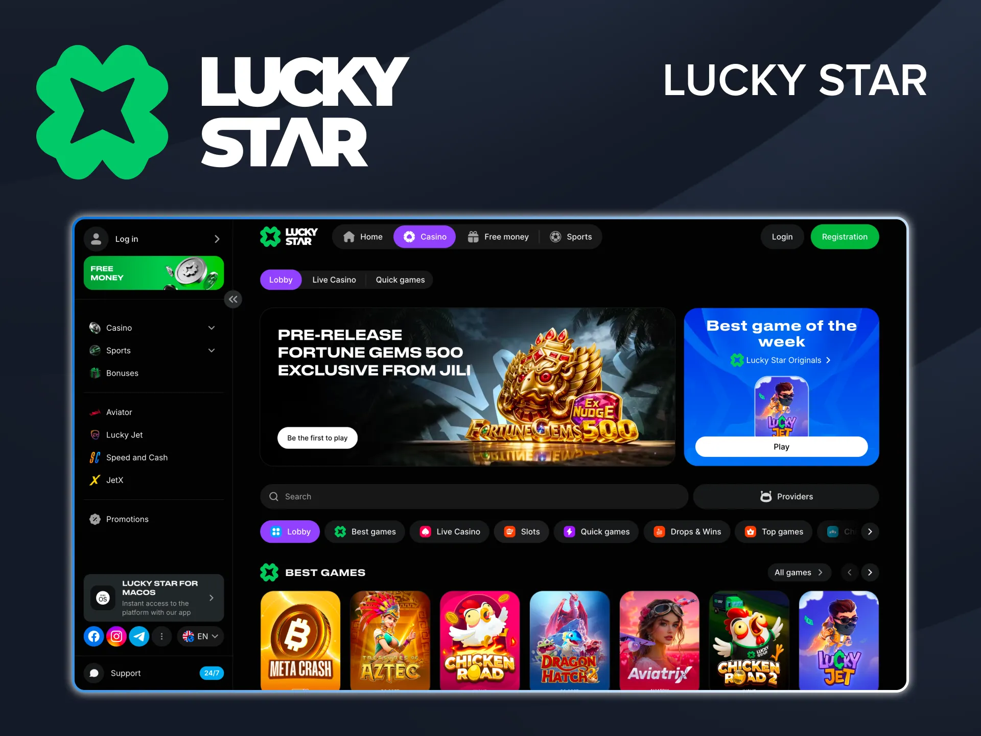 Choose Lucky Star online casino and play right now.