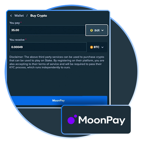 Buy cryptocurrency directly within the Stake app.
