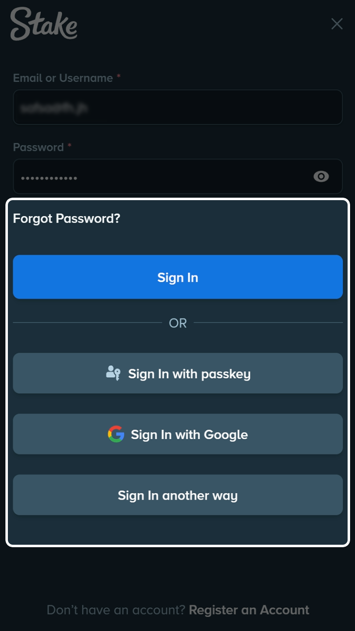Finalize the secure login to Stake mobile app.