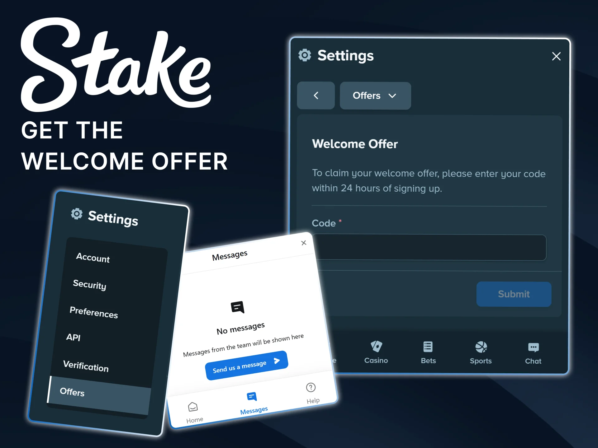Follow this guide to claim your Stake welcome bonus immediately after your first deposit.