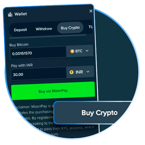 Buy crypto directly to play on Stake.