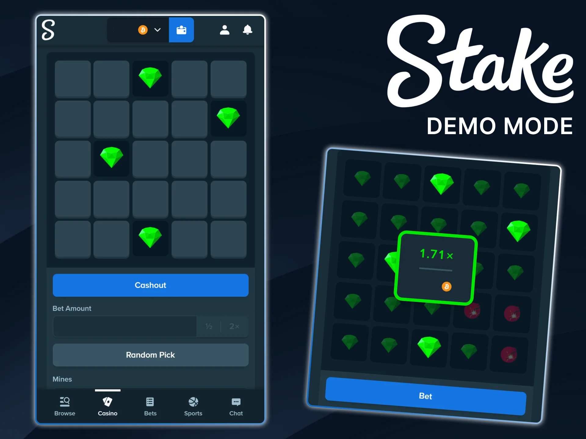 Try Stake Mines demo mode to hone your strategy without risking real money.