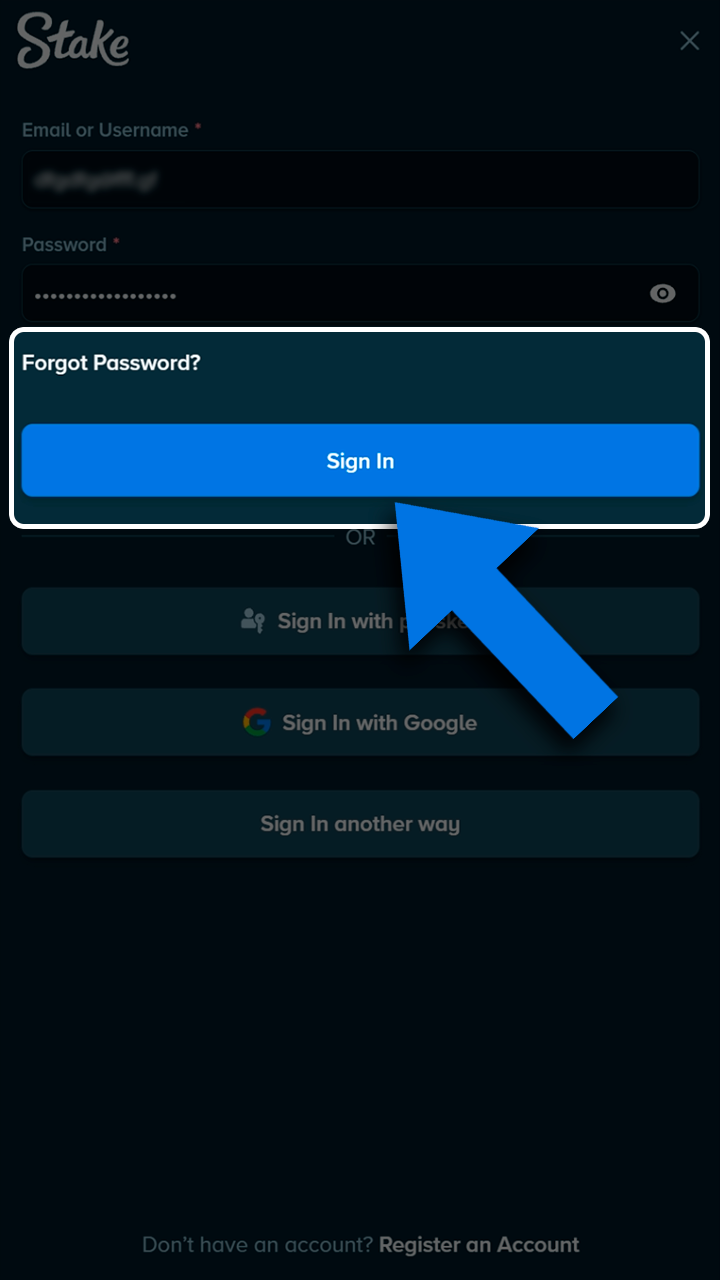 Complete the secure login process on Stake.