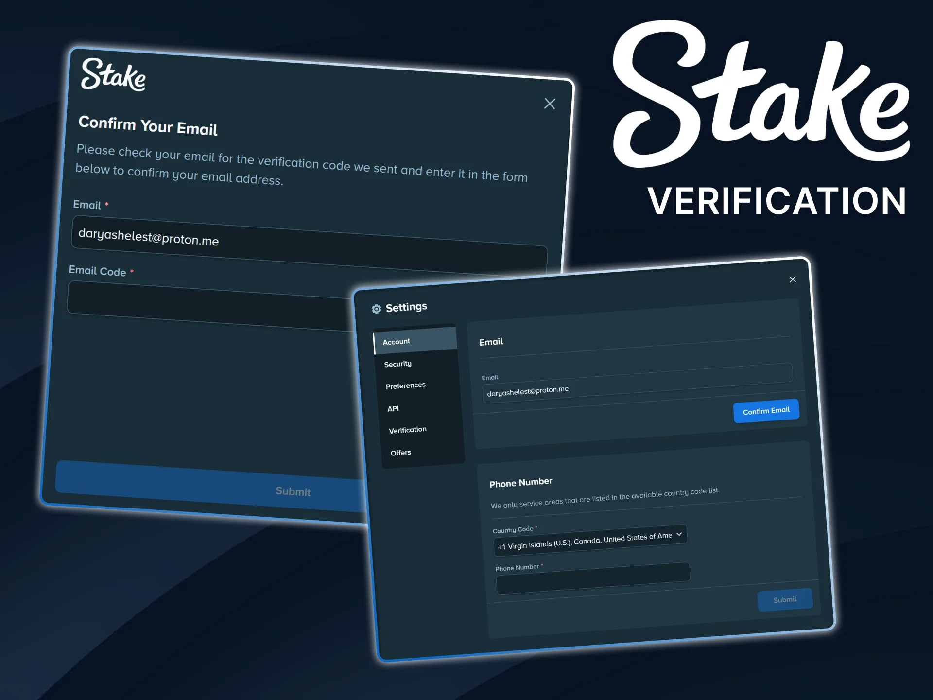 Complete the Stake identity verification process to ensure secure access to all platform features.