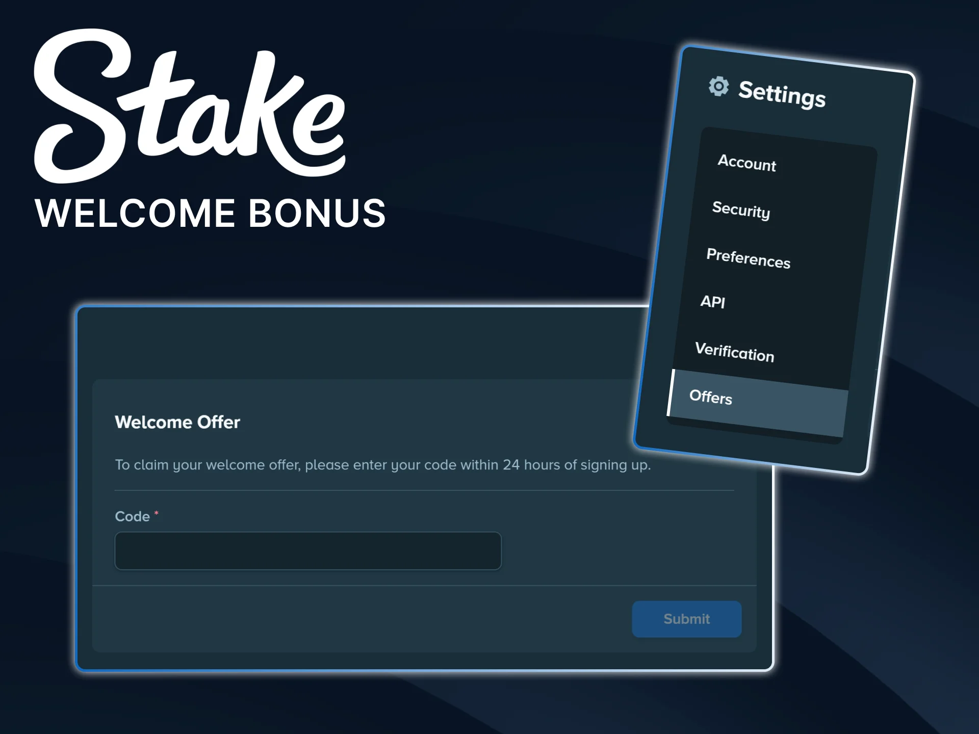 Receive rewards for depositing funds after registering on the Stake platform.