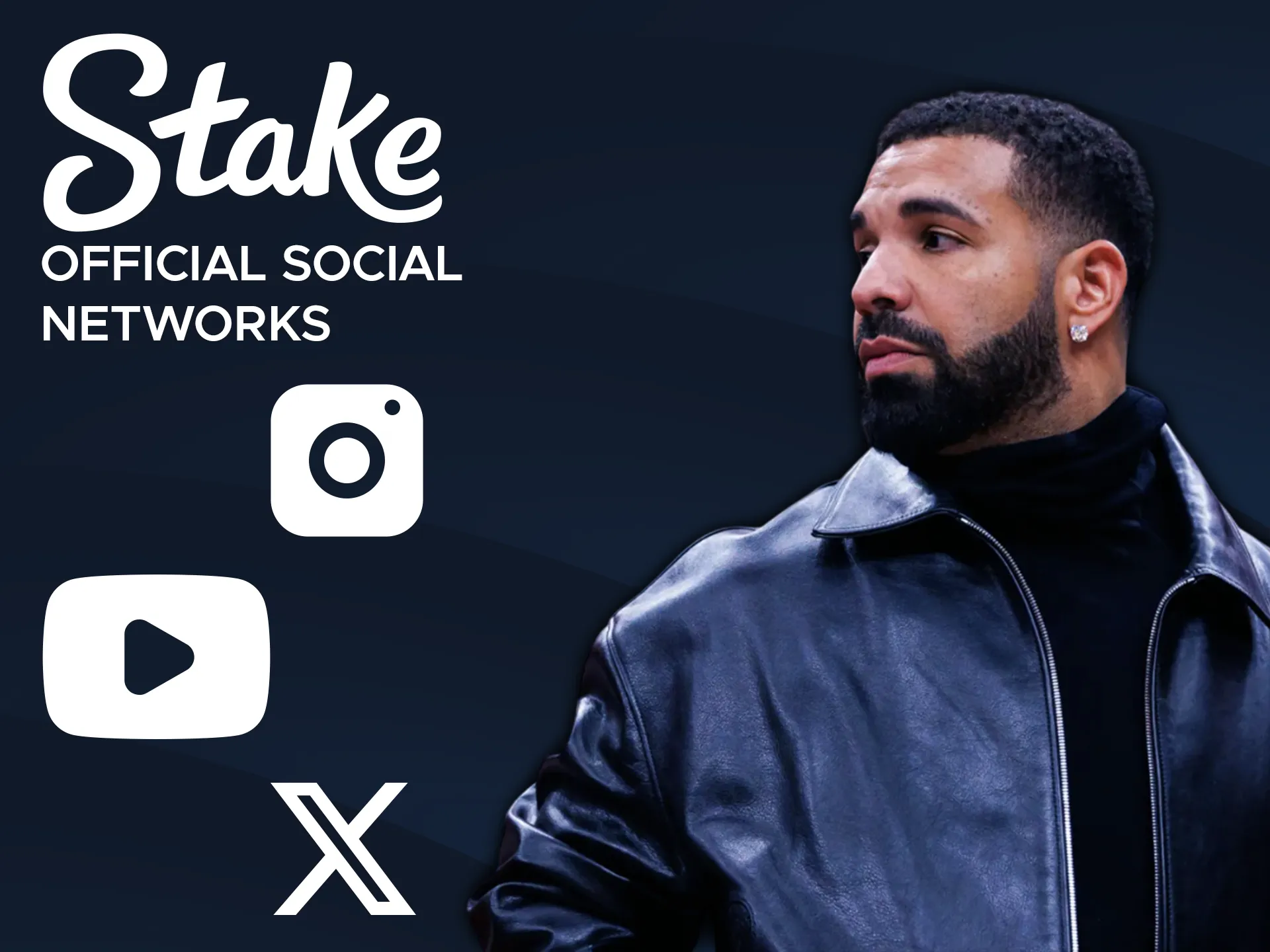Follow Drake on social networks to see his Stake activity.