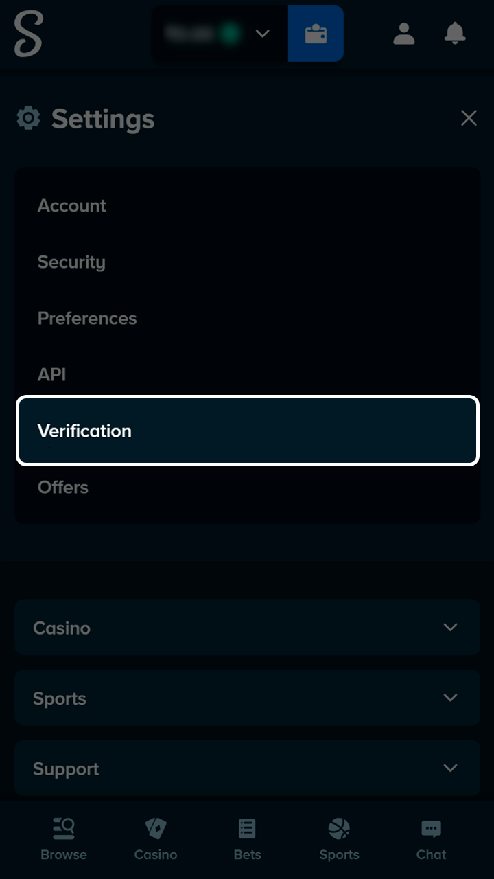 Navigate to your Stake profile settings for verification.