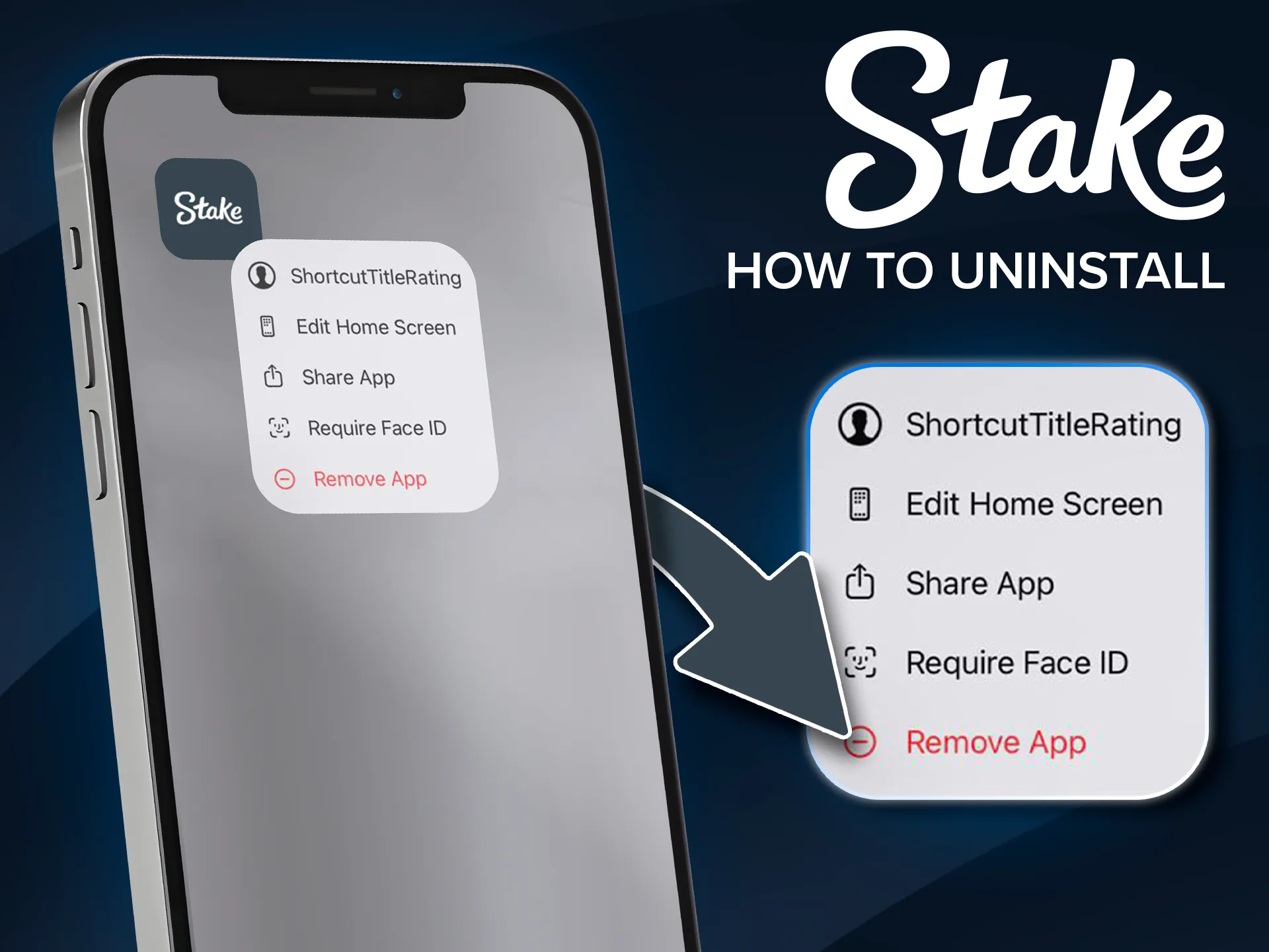 Instructions for removing the Stake app from mobile.
