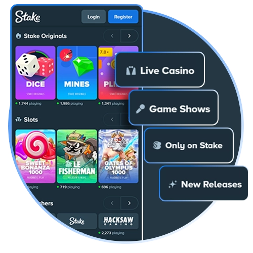 Play thousands of casino games on Stake app.