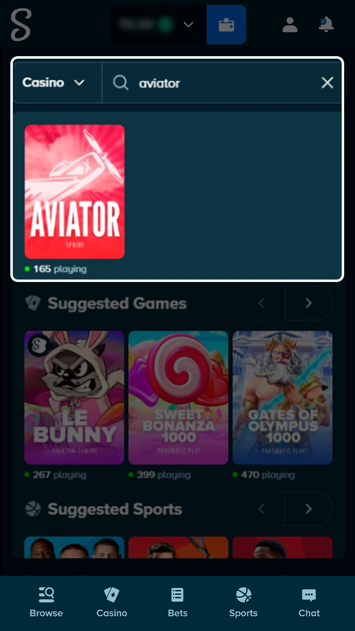 Locate Aviator in the Stake casino games library easily.