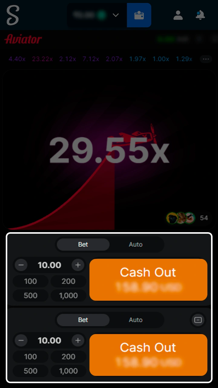 Monitor the multiplier and cash out on Stake.