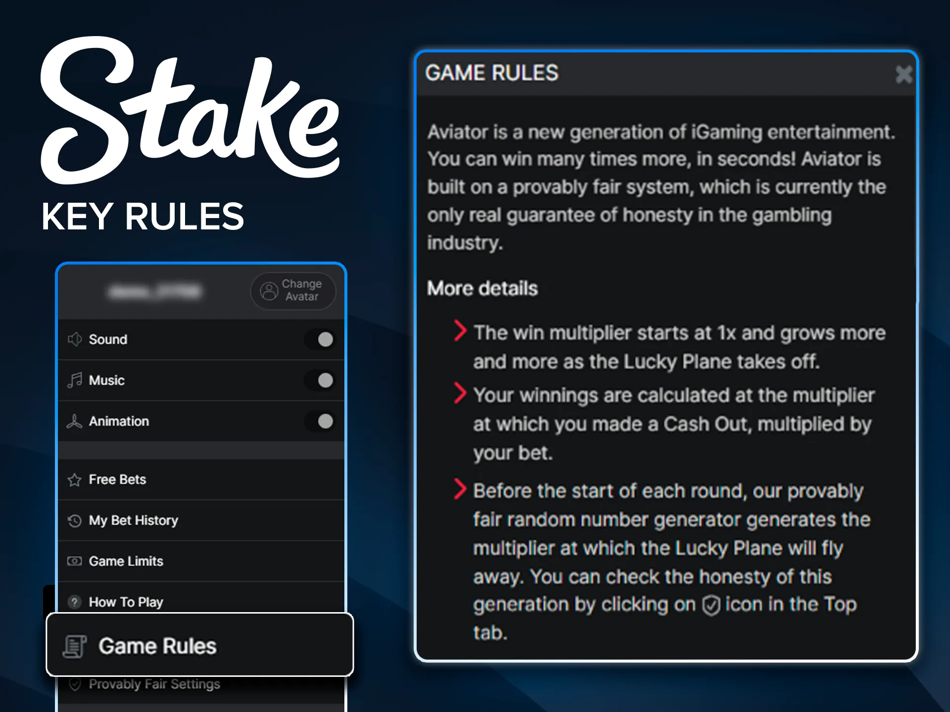 Fundamental betting regulations for Aviator players at Stake.