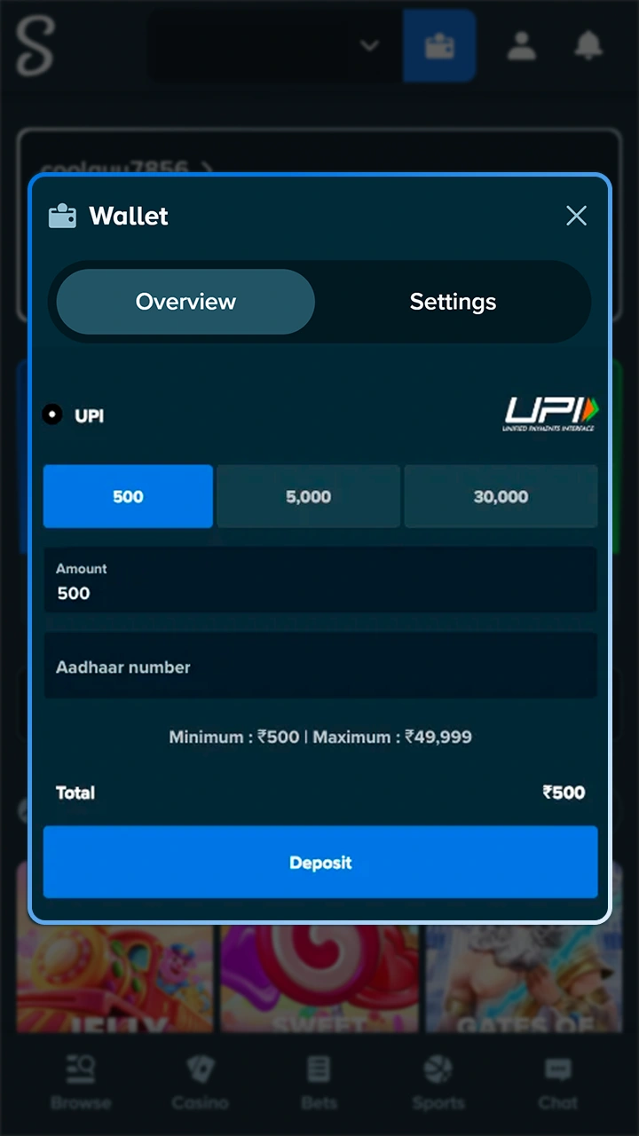 Make your first deposit for Stake basketball betting.