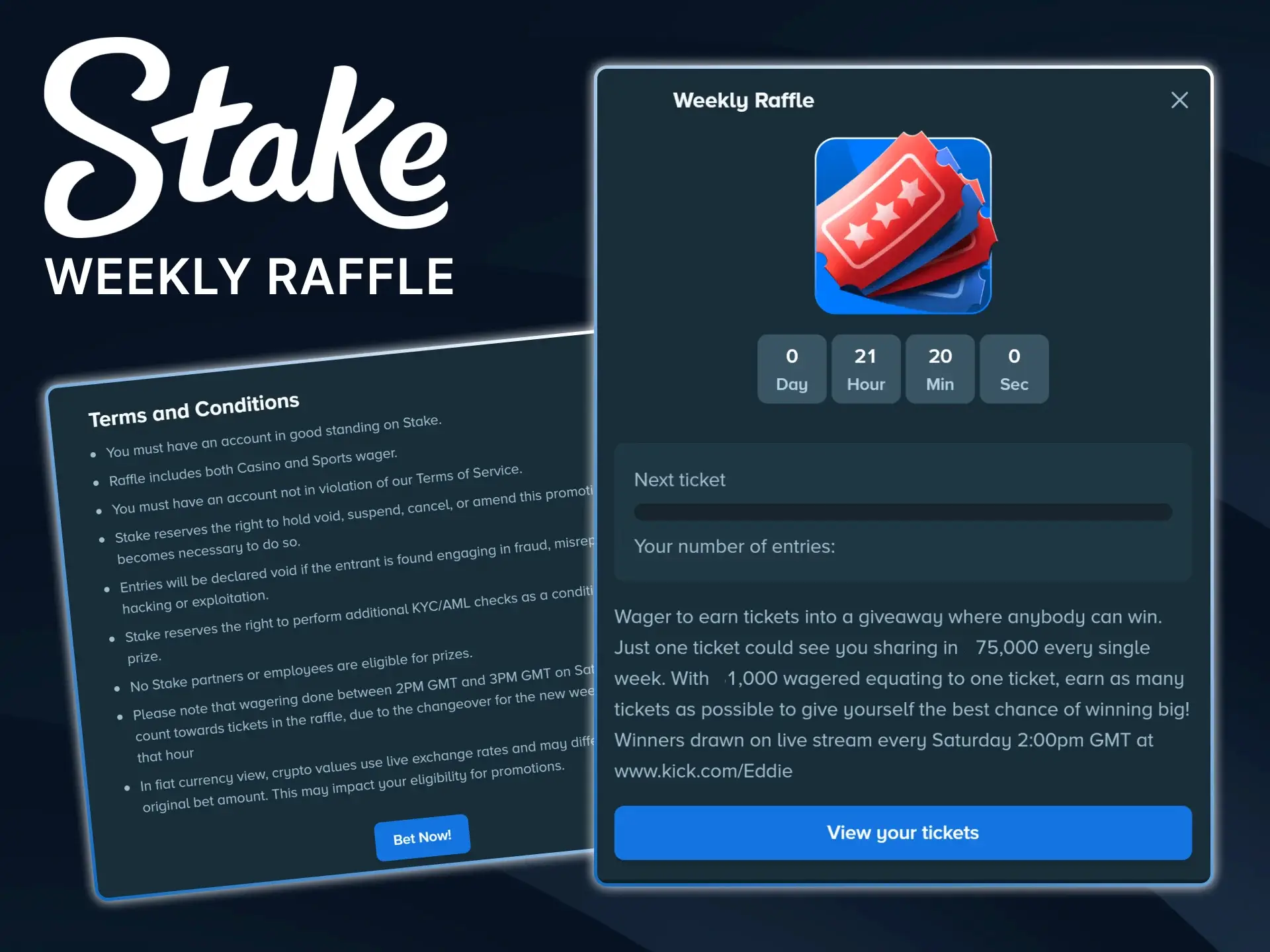 Take part in the weekly Stake lottery and get a chance to win a share of the huge prize pool.