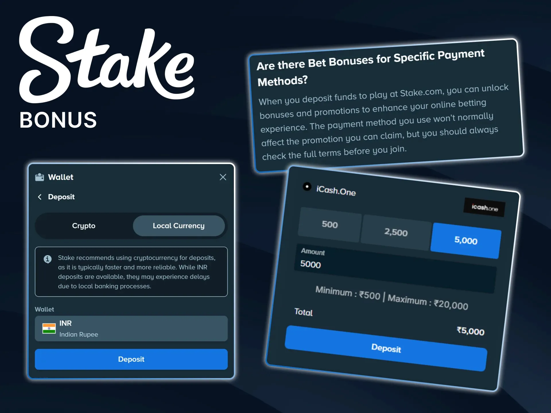 Make your first deposit on Stake now to receive an exclusive new player bonus.