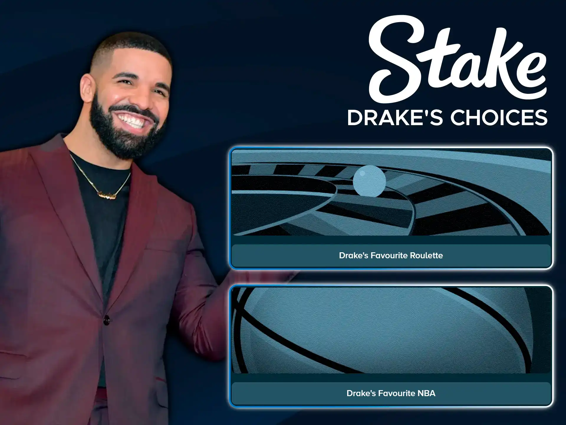 Explore the favorite games and Stake choices of Drake today.