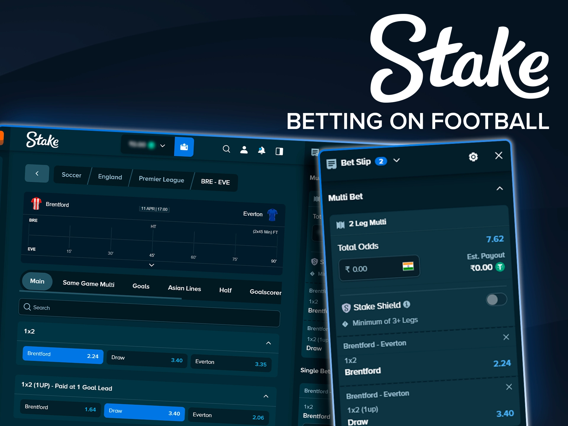 Comprehensive football betting markets and competitive odds on Stake.