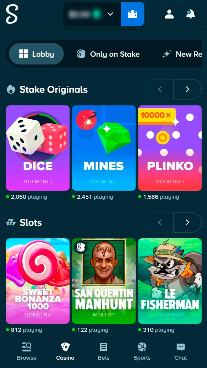 Explore thousands of premium casino titles at Stake.