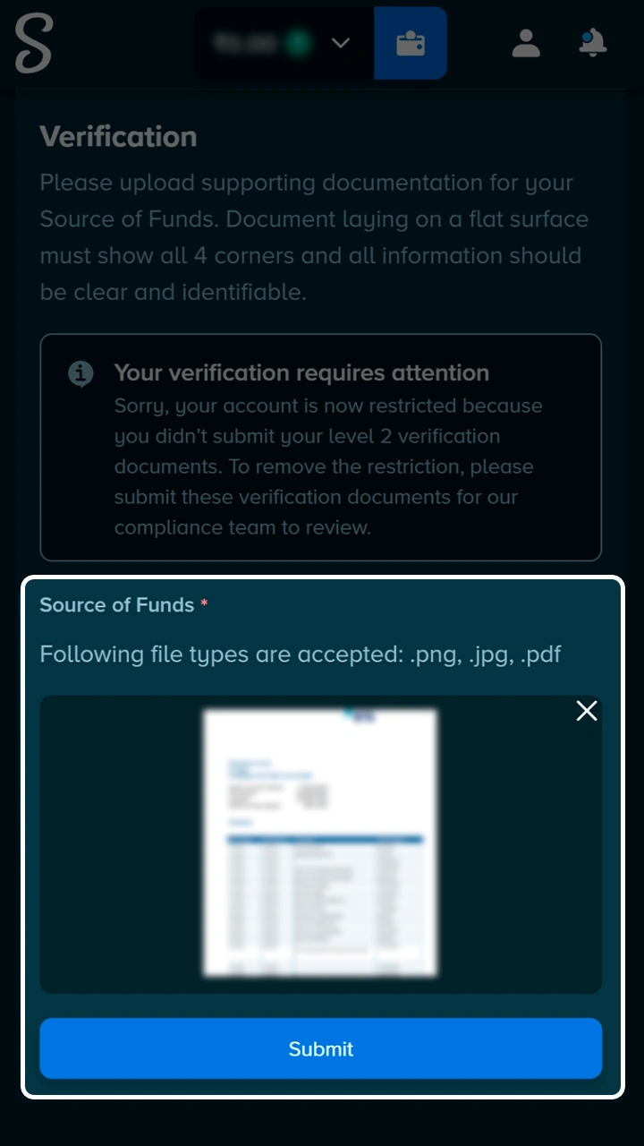Send your documents for manual review by Stake.