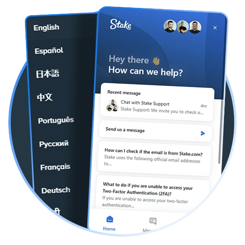 Multilingual 24/7 customer assistance at Stake.