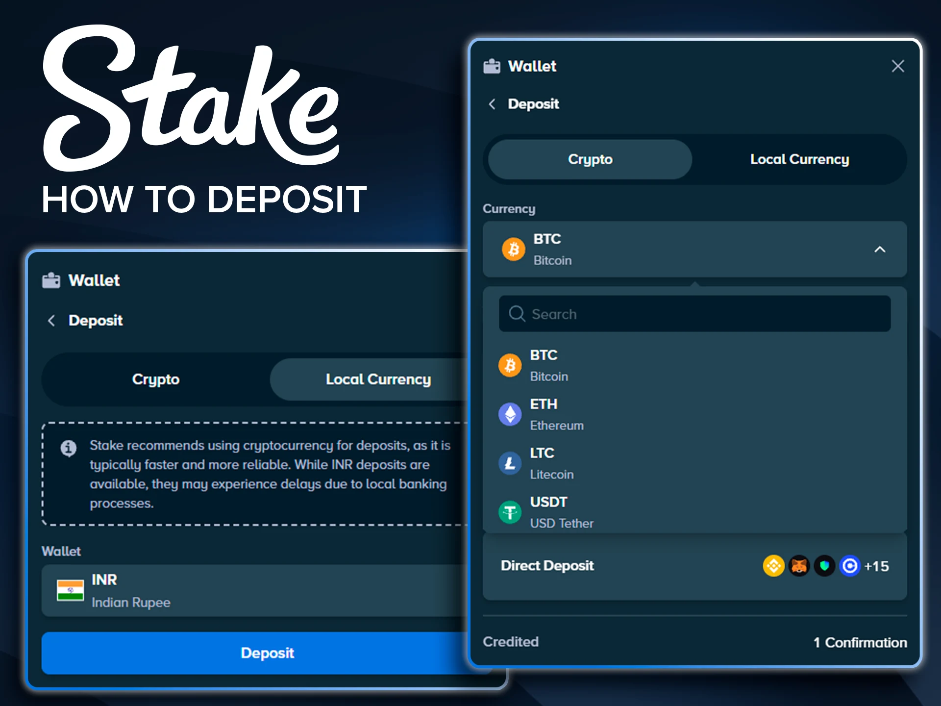 Funding your Stake account with cryptocurrency.