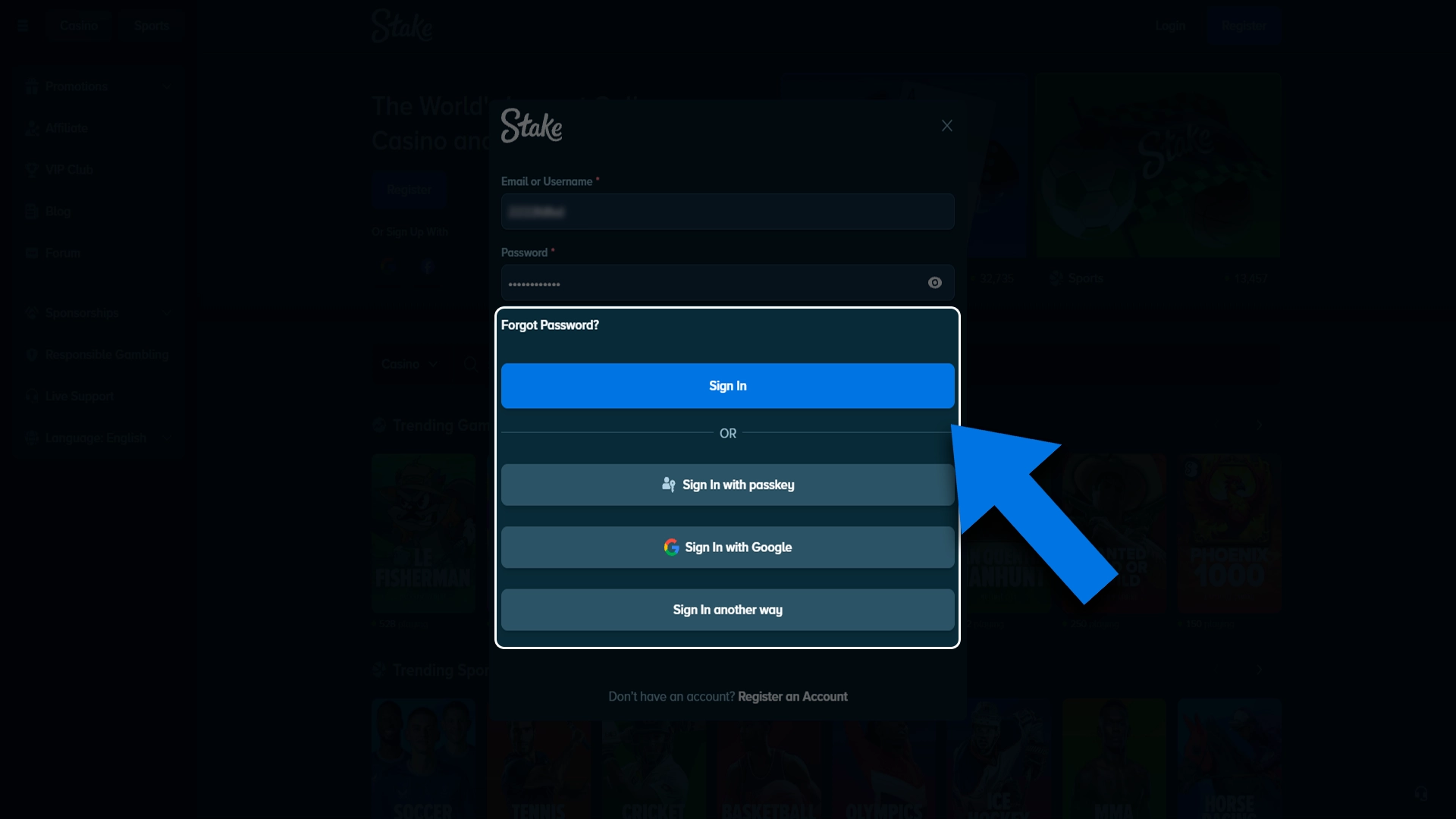 Finalize your secure login on Stake.