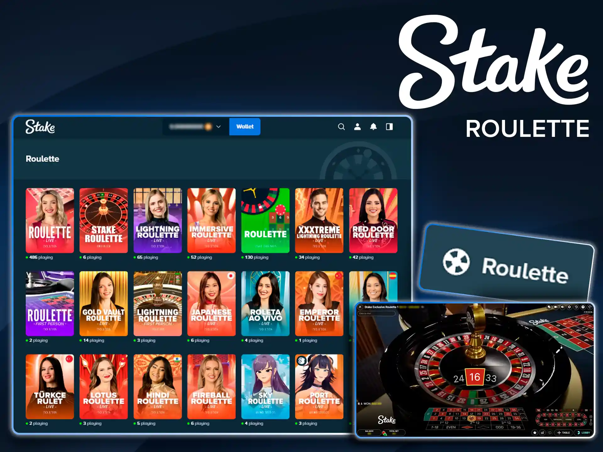 Win big playing roulette with a live dealer at Stake.