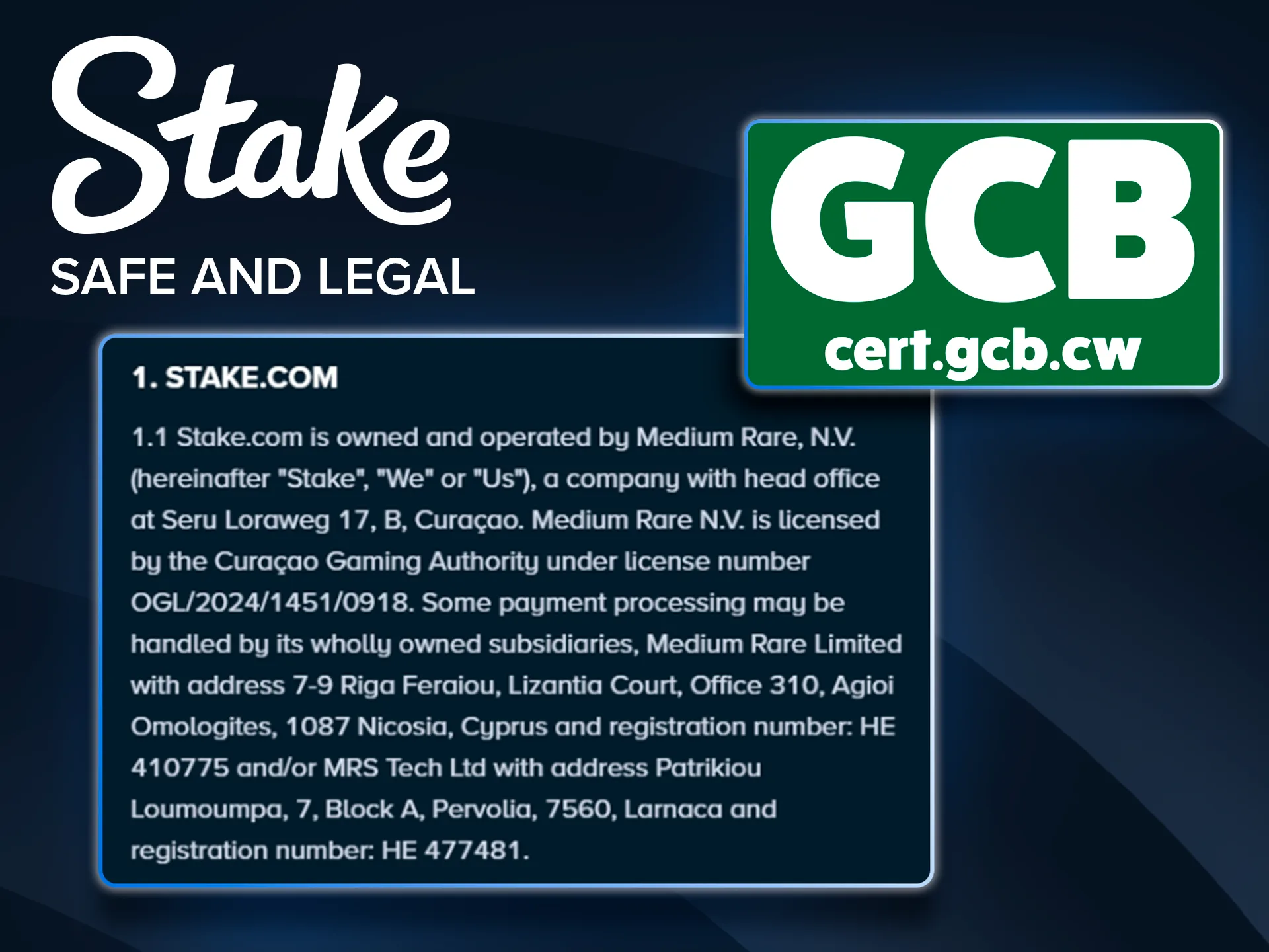 Stake is completely legal and official for players from India.