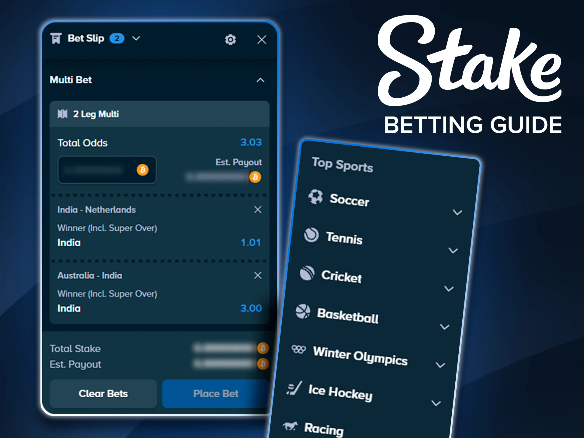 Learn how to place bets on Stake.