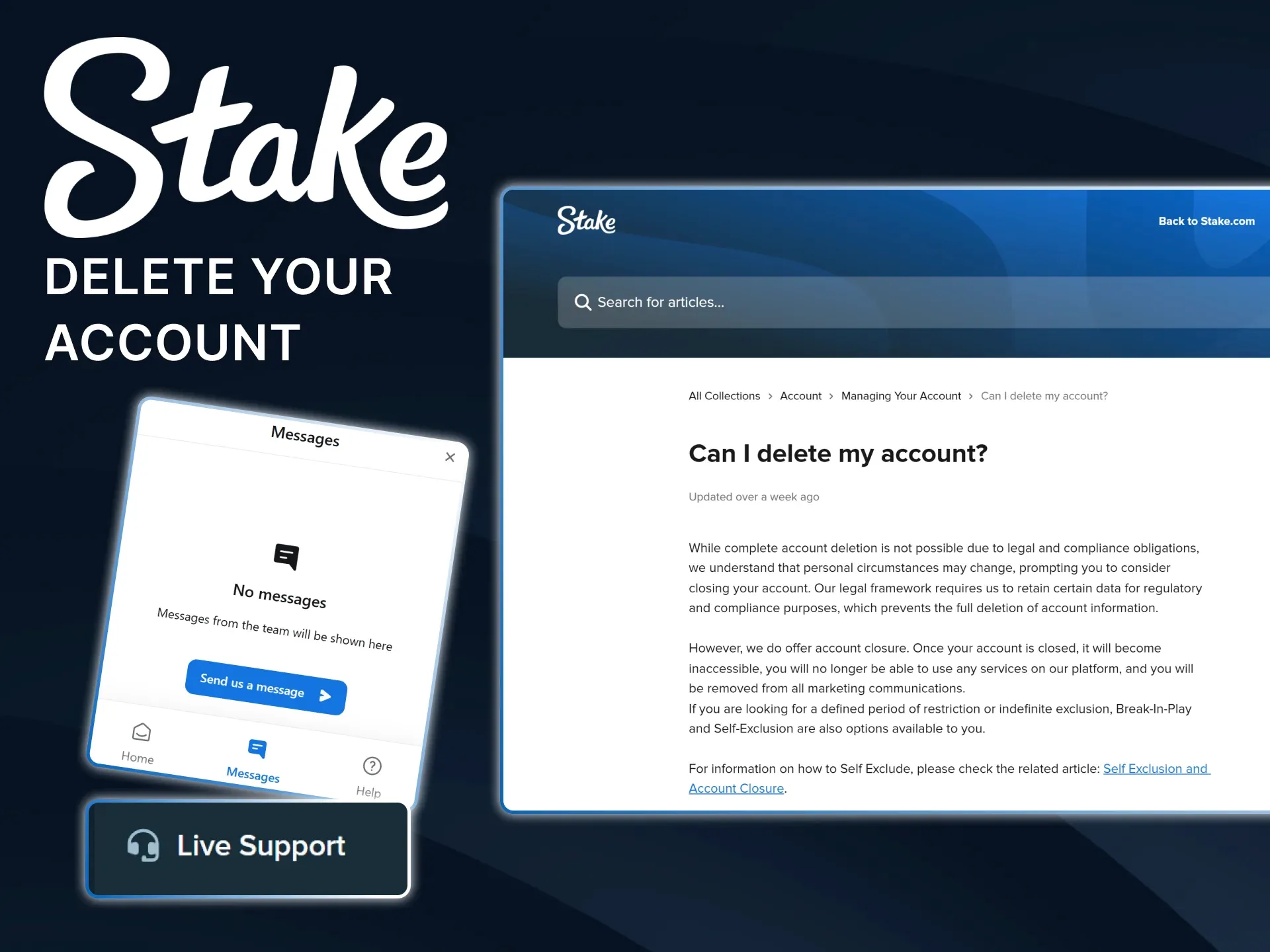 Learn how to permanently delete your Stake account.
