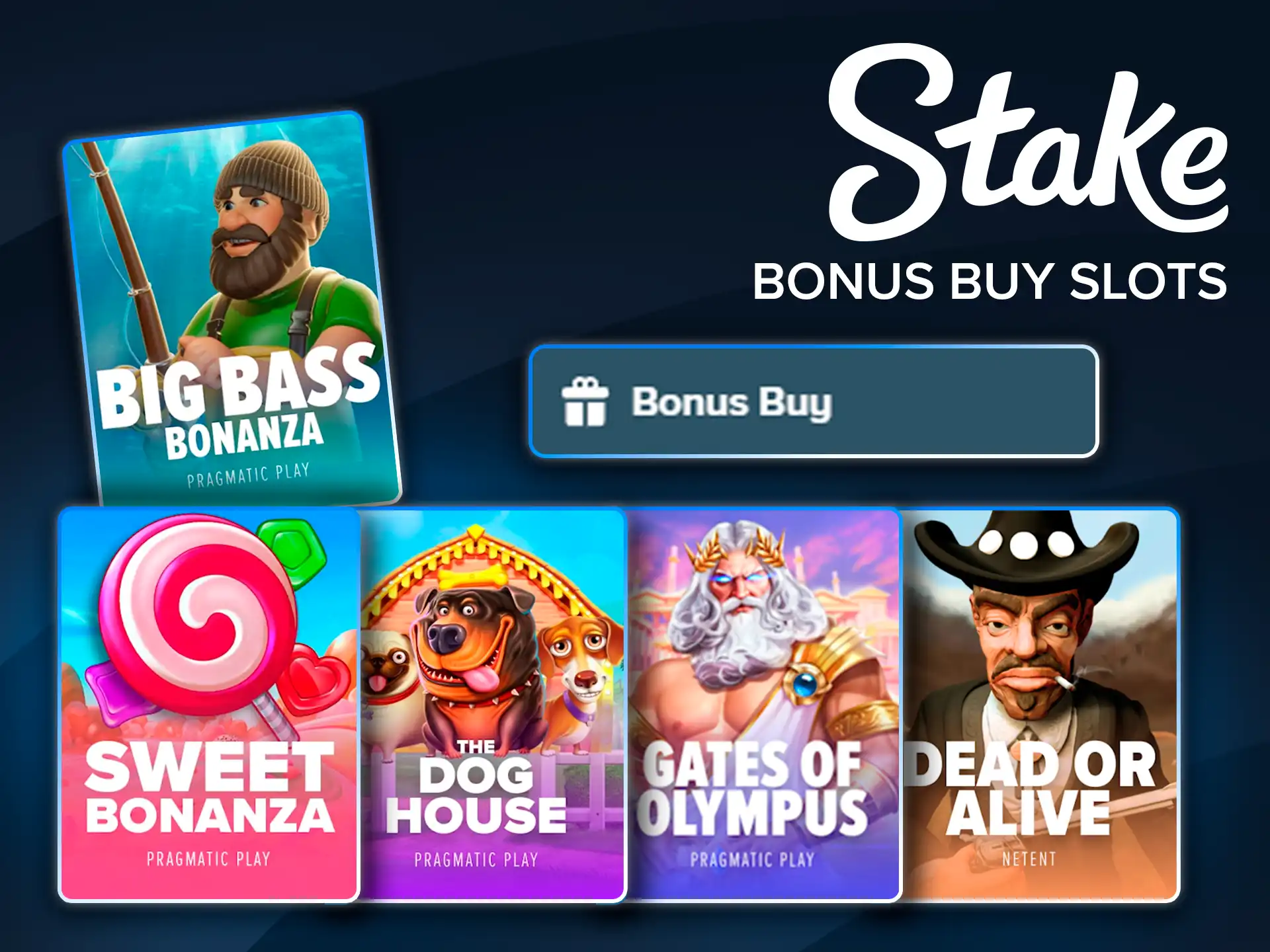 Purchase instant feature entries in Stake bonus buy slots.