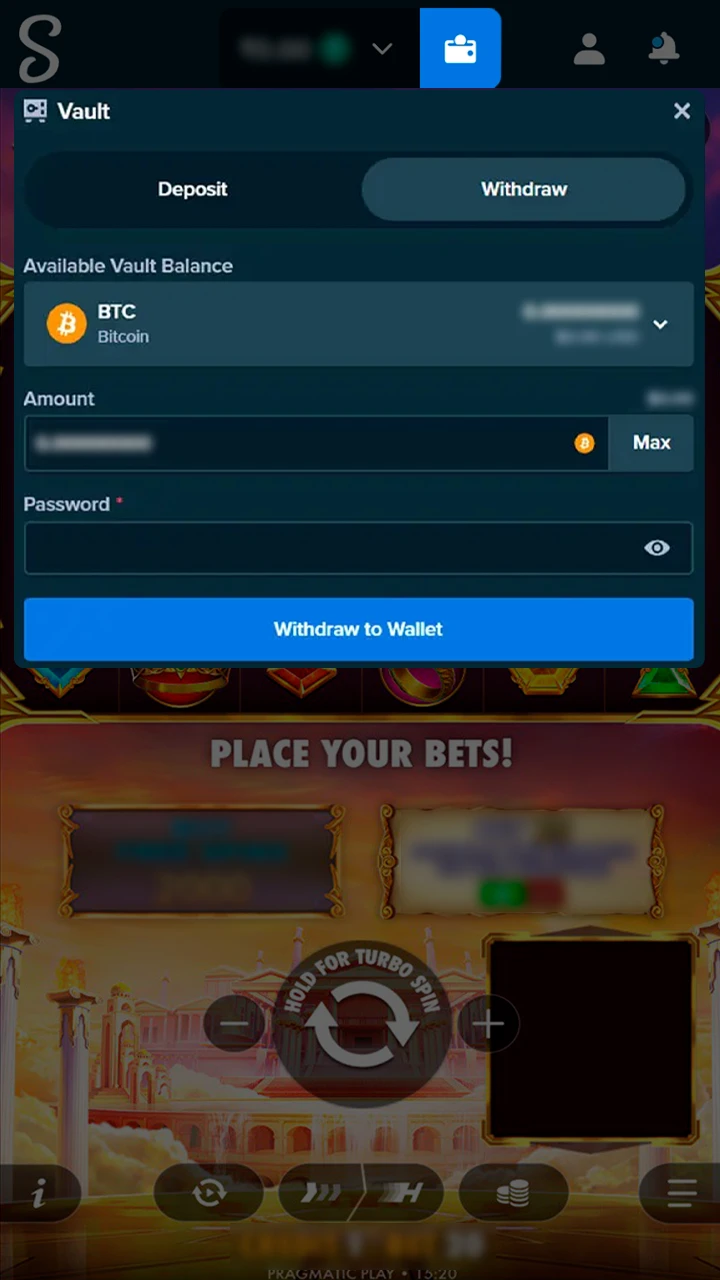 Easily withdraw your earned winnings from the Stake platform.