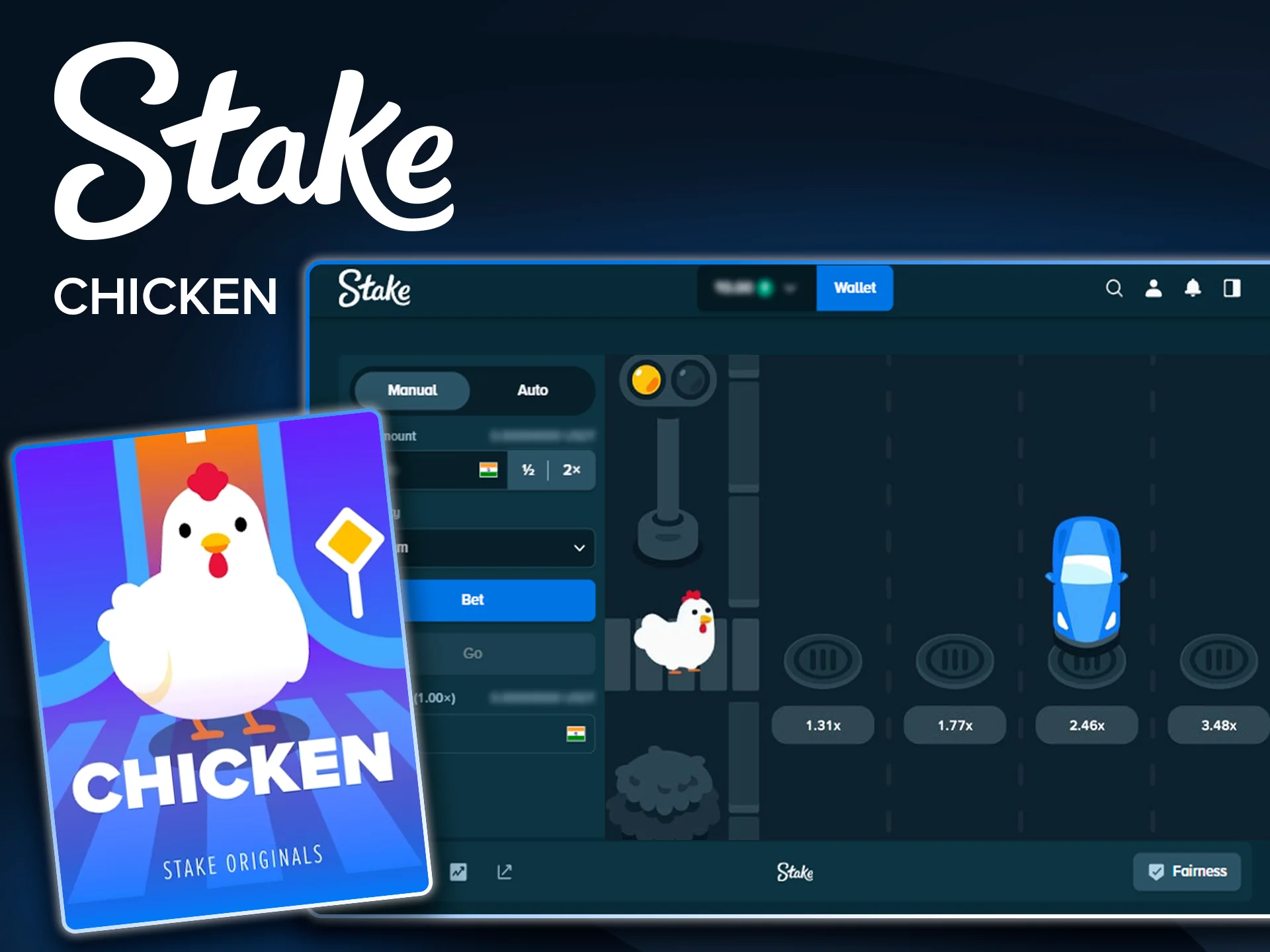Play the engaging Chicken original game available on Stake.