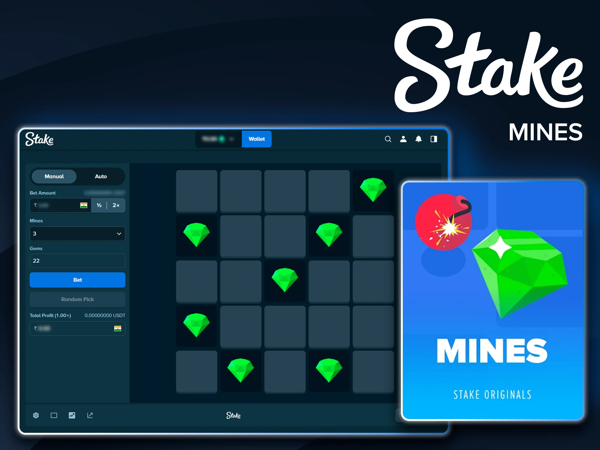 Test your luck with the popular Mines game on Stake.