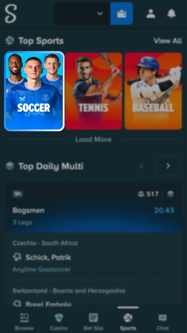 Navigate to the football section and explore Stake betting options.