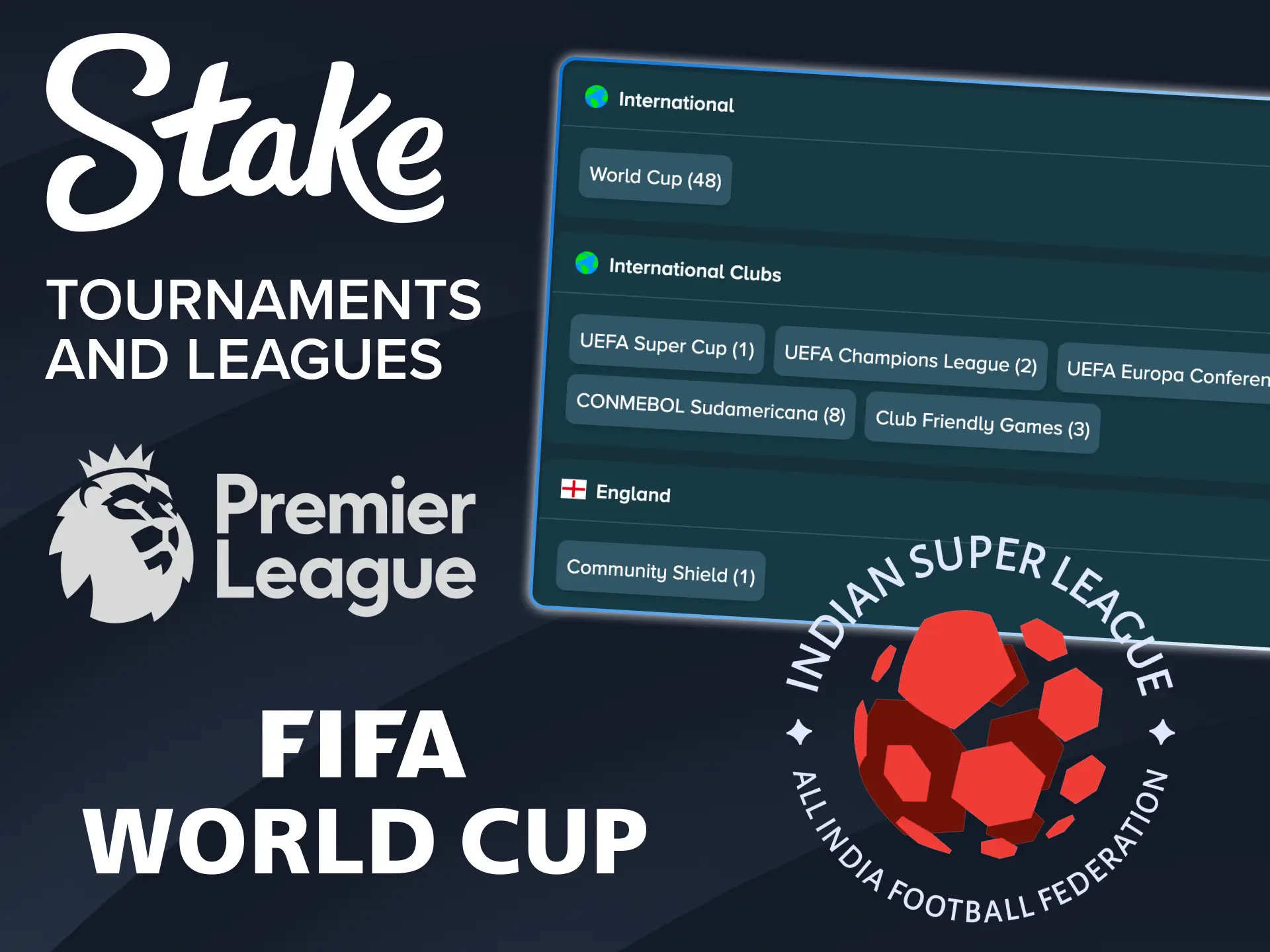 Bet on popular Indian football tournaments and leagues at Stake.