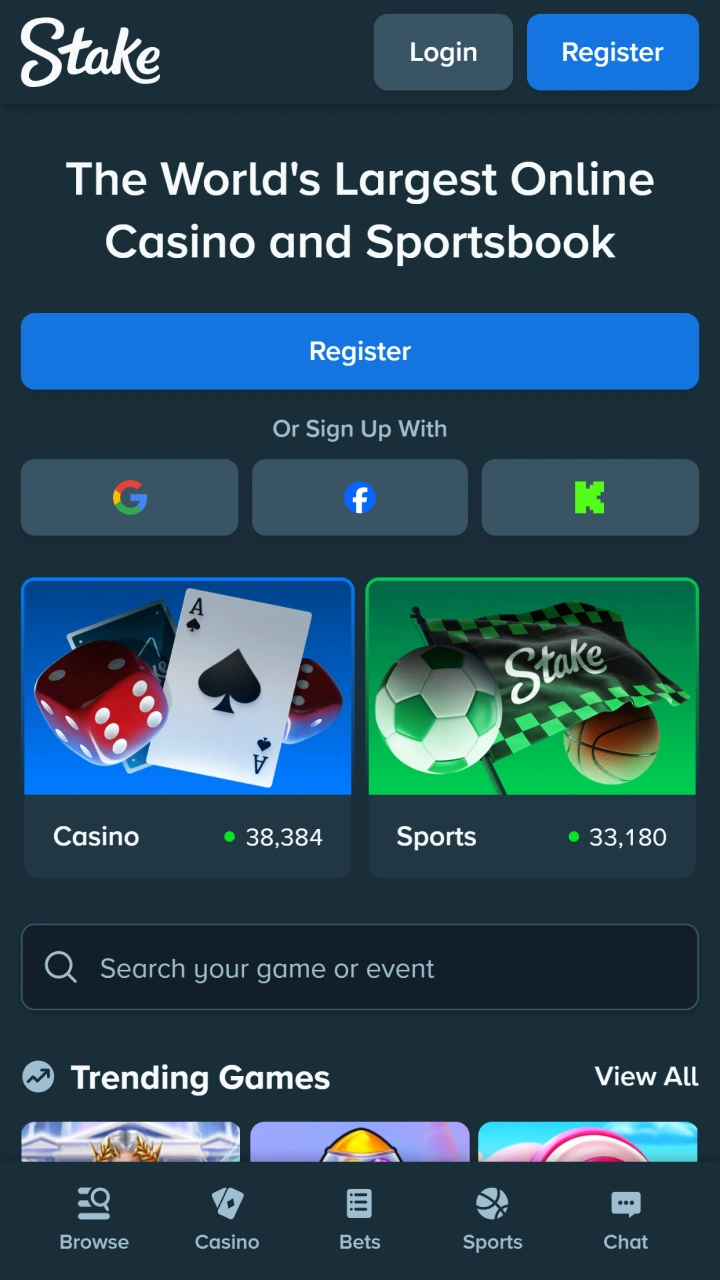Open the Safari browser on your iOS device to access Stake.
